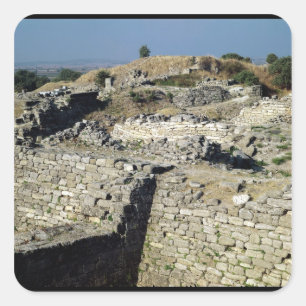 Pegatina Cuadrada El monte de Hissarlik, el lugar de
