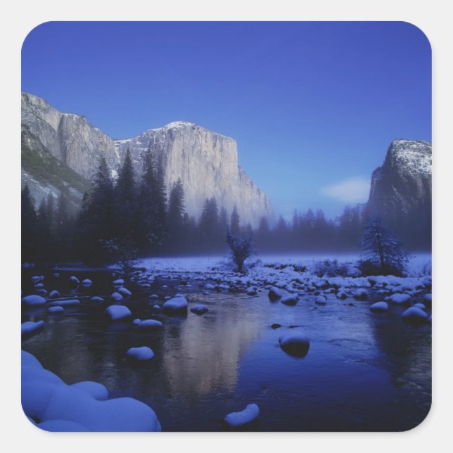 Pegatina Cuadrada El Monte El Capitán, Parque Nacional Yosemite, (Anverso)