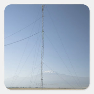 Pegatina Cuadrada El monte Kilimanjaro al fondo.