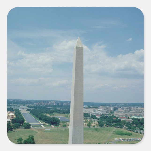 Pegatina Cuadrada El Monumento a Washington, construido entre 1848 y (Anverso)