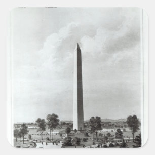 Pegatina Cuadrada El Monumento a Washington y sus alrededores