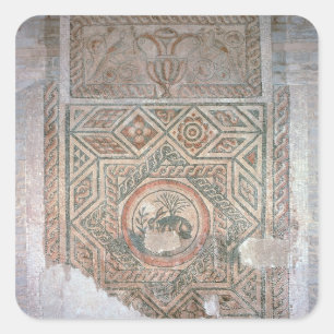 Pegatina Cuadrada El mosaico de la liebre, 350 AD