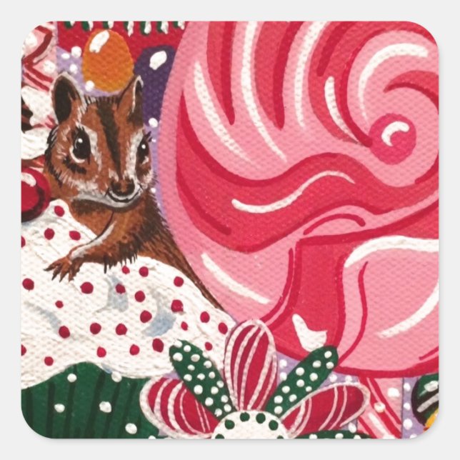 Pegatina Cuadrada "El mundo de la menta de la señorita Elizabeth" (Anverso)