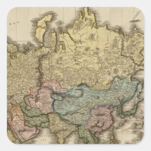 Pegatina Cuadrada El mundo en la proyección de Mercator, zona