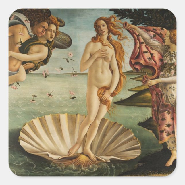 Pegatina Cuadrada El nacimiento de Venus (Anverso)