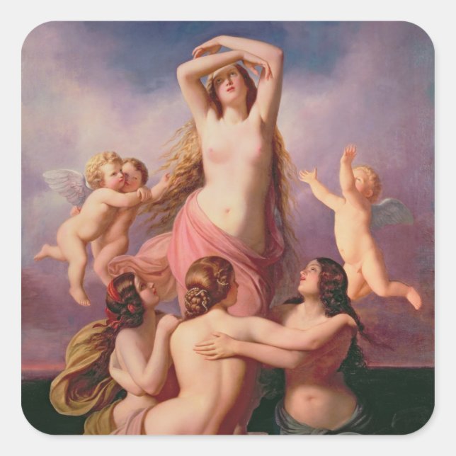 Pegatina Cuadrada El nacimiento de Venus, 1846 (Anverso)
