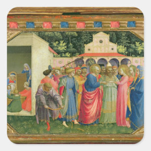 Pegatina Cuadrada El nacimiento y matrimonio de la Virgen
