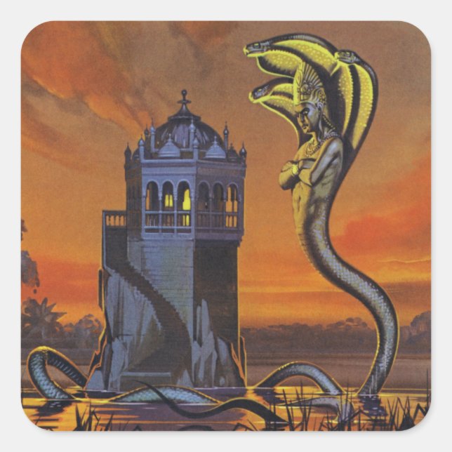 Pegatina Cuadrada El Naga-King (color litho) (Anverso)
