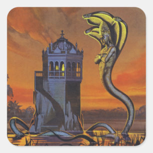 Pegatina Cuadrada El Naga-Rey (litho del color)