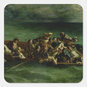 Pegatina Cuadrada El naufragio de Don Juan, 1840