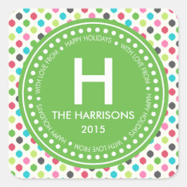 Pegatina Cuadrada El navidad colorido moderno personalizó días de