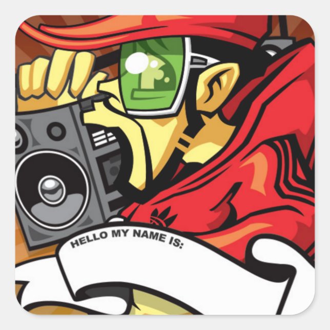 Pegatina Cuadrada El niño Beastie (Anverso)