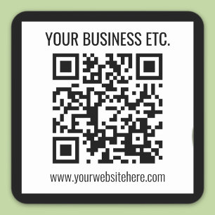 Pegatina Cuadrada El nombre de su empresa y código QR editable