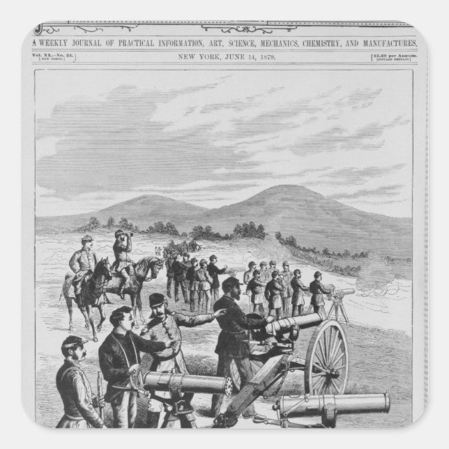 Pegatina Cuadrada El nuevo modelo Gatling Gun (Anverso)