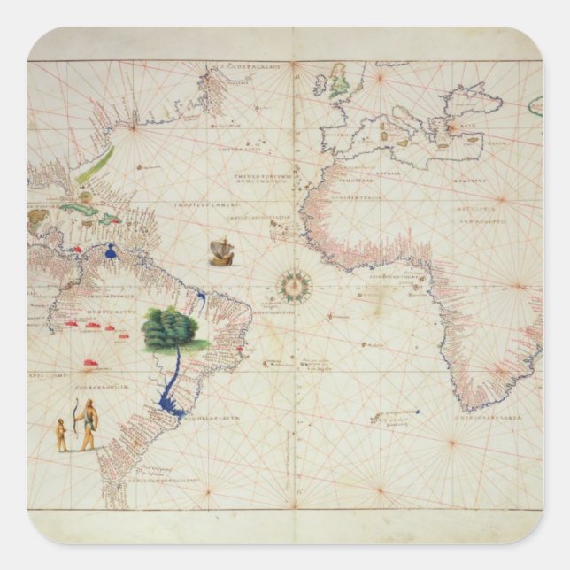 Pegatina Cuadrada El nuevo mundo (Anverso)