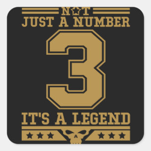 Pegatina Cuadrada El número 3 es número legendario