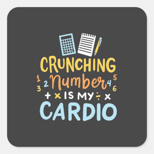 Pegatina Cuadrada El número de conteo es mi cardio (Anverso)