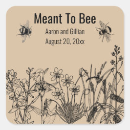Pegatina Cuadrada El objetivo editable de Abejar a la novia favorece