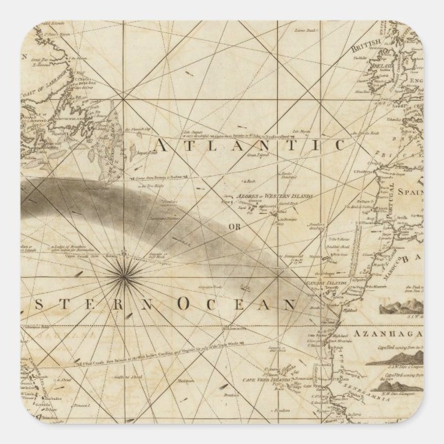 Pegatina Cuadrada El Océano Atlántico (Anverso)