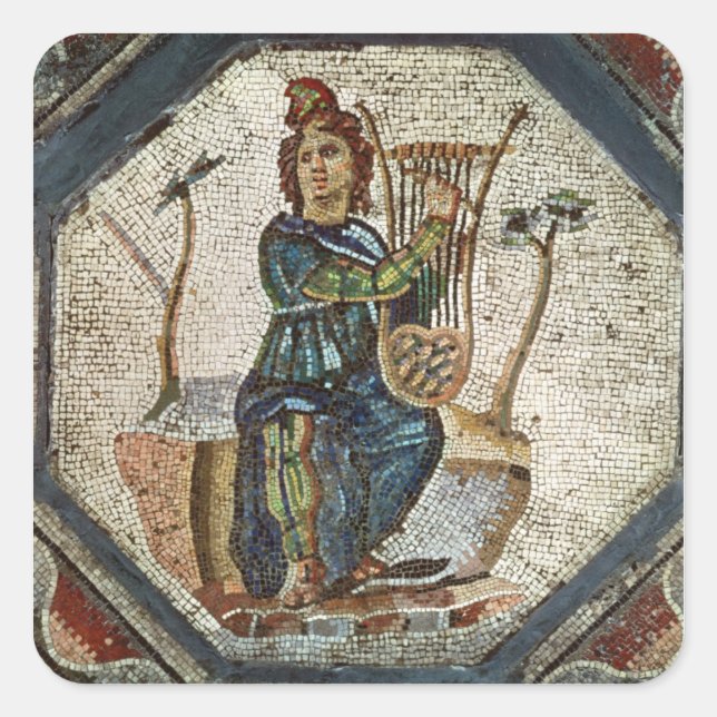 Pegatina Cuadrada El orfeo encantando a los animales (Anverso)