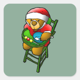Pegatina Cuadrada El osito de Navidad