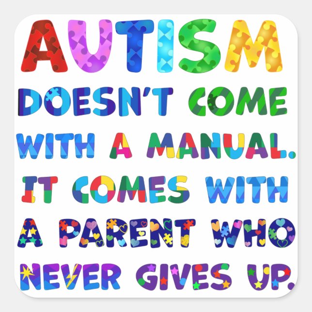 Pegatina Cuadrada El padre del AUTISMO nunca se rinde (Anverso)