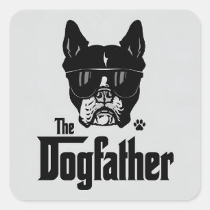 Pegatina Cuadrada El Padre Perro y Papá Perro