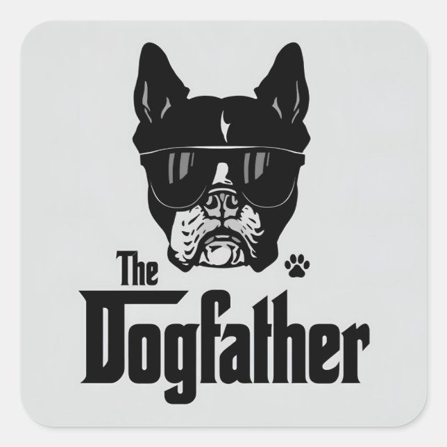 Pegatina Cuadrada El Padre Perro y Papá Perro (Anverso)