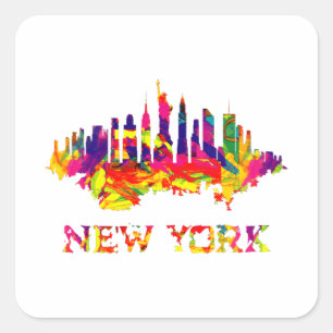 Pegatina Cuadrada El paisaje de Nueva York es colorido y brillante