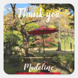 Pegatina Cuadrada El paisaje otoñal en el jardín japonés
