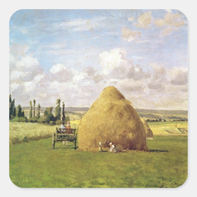 Pegatina Cuadrada El pajar, Pontoise, 1873 (Anverso)