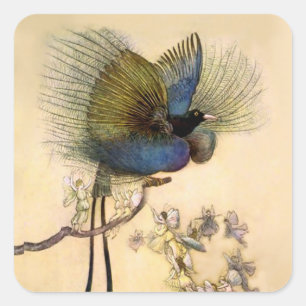 Pegatina Cuadrada “El pájaro más hermoso” de Warwick Goble