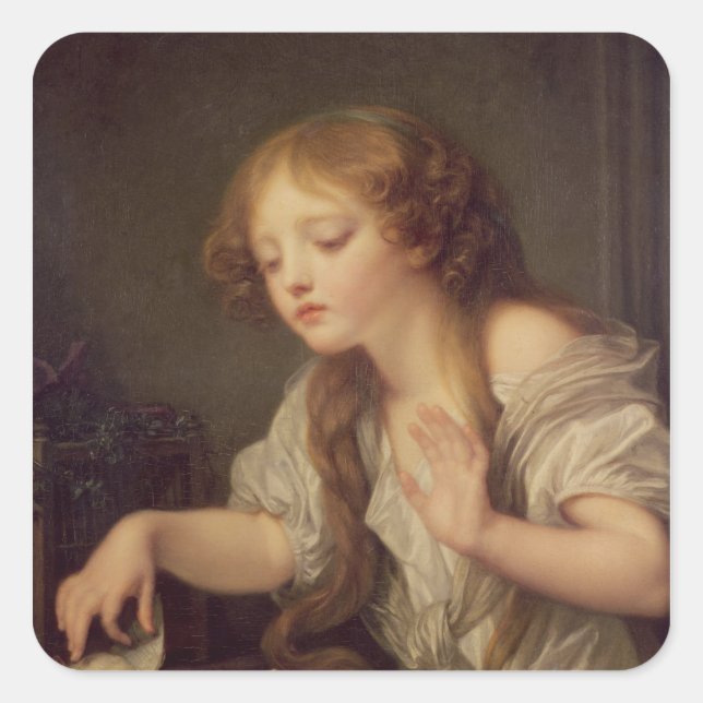 Pegatina Cuadrada El pájaro muerto (Anverso)