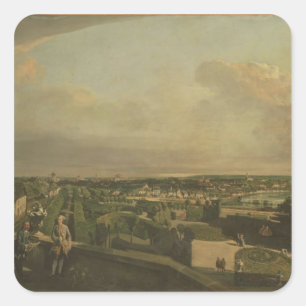 Pegatina Cuadrada El Palacio y Jardín Kaunitz, Viena, 1759/60
