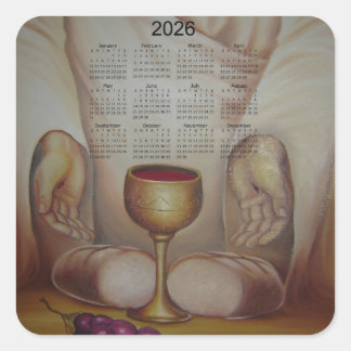 Pegatina Cuadrada El Pan de Vida: Sagrada Eucaristía Calendario 2026