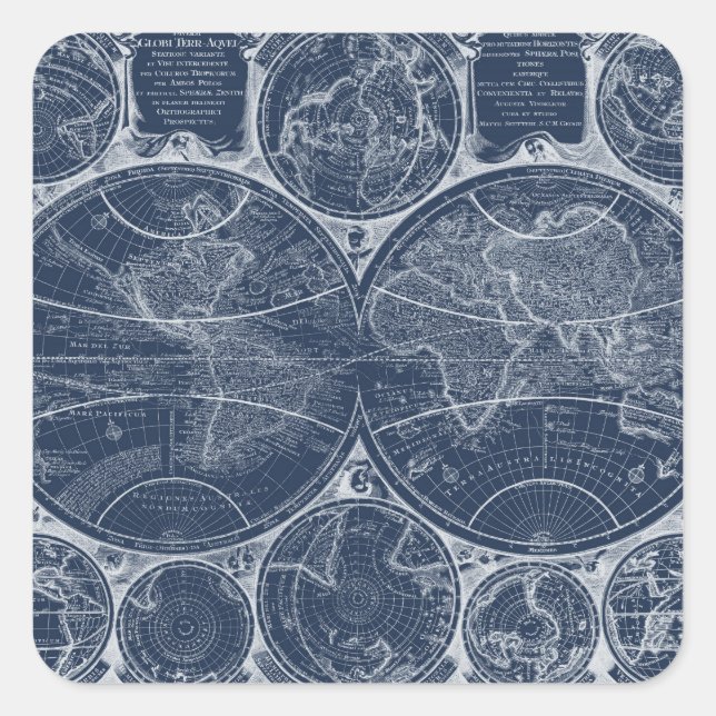 Pegatina Cuadrada El panorama mundial (Anverso)