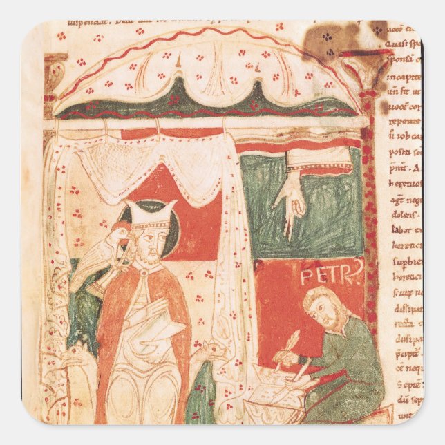 Pegatina Cuadrada El Papa Gregorio I (Anverso)