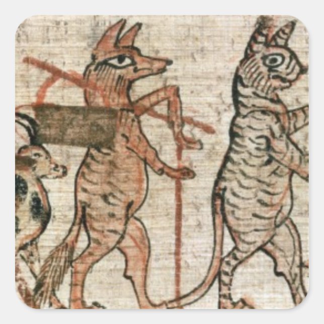 Pegatina Cuadrada El papiro satírico (Anverso)