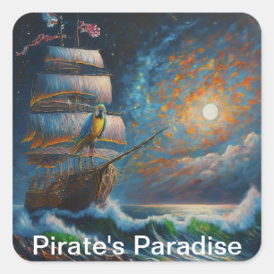 Pegatina Cuadrada El paraíso de los piratas