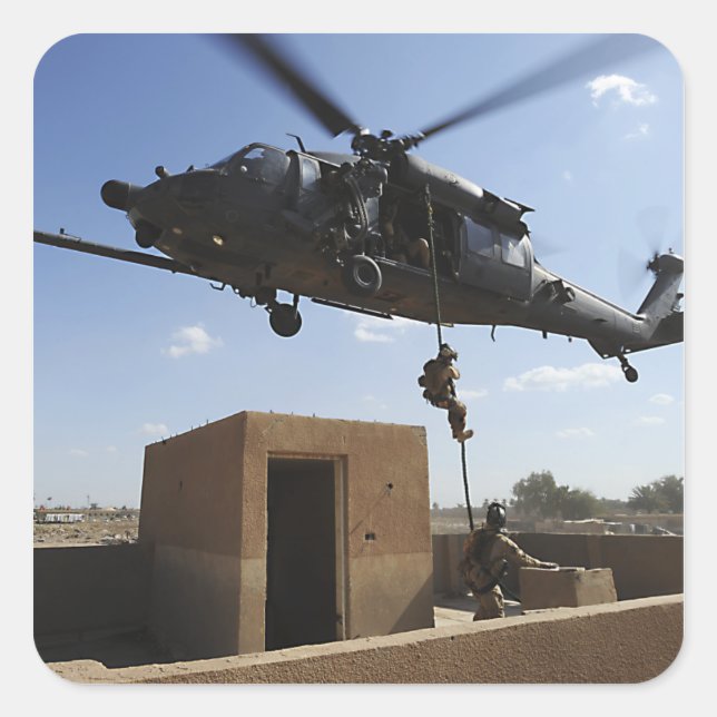 Pegatina Cuadrada El pararescudo de la Fuerza Aérea de Estados Unido (Anverso)