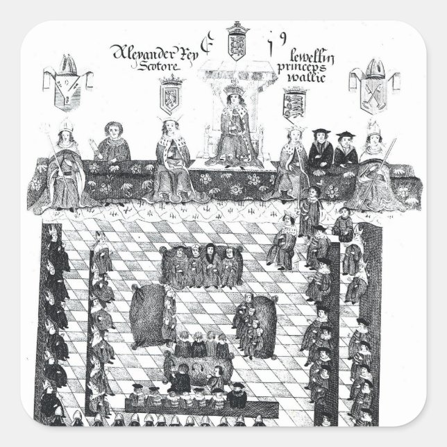 Pegatina Cuadrada El Parlamento de Edward I (Anverso)