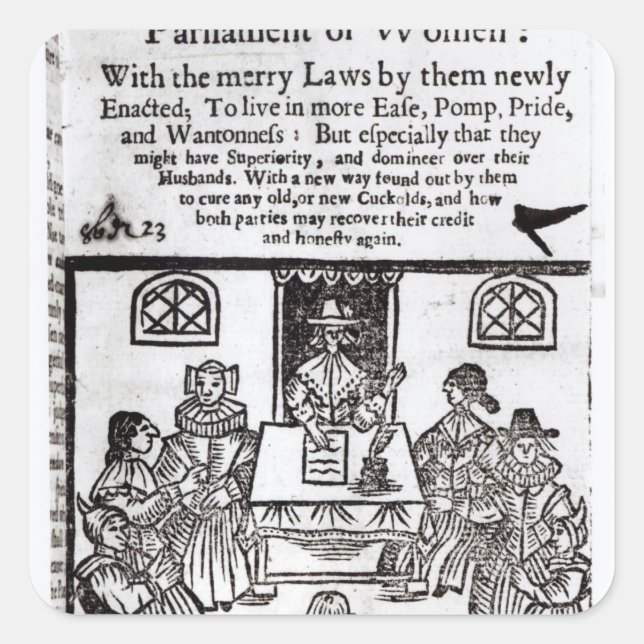 Pegatina Cuadrada El Parlamento de la Mujer, 1656 (Anverso)