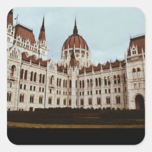 Pegatina Cuadrada El Parlamento húngaro, Budapest, Hungría