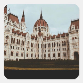 Pegatina Cuadrada El Parlamento húngaro, Budapest, Hungría