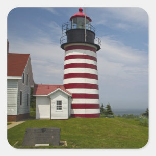 Pegatina Cuadrada El parque estatal West Quoddy Head Lighthouse Stat