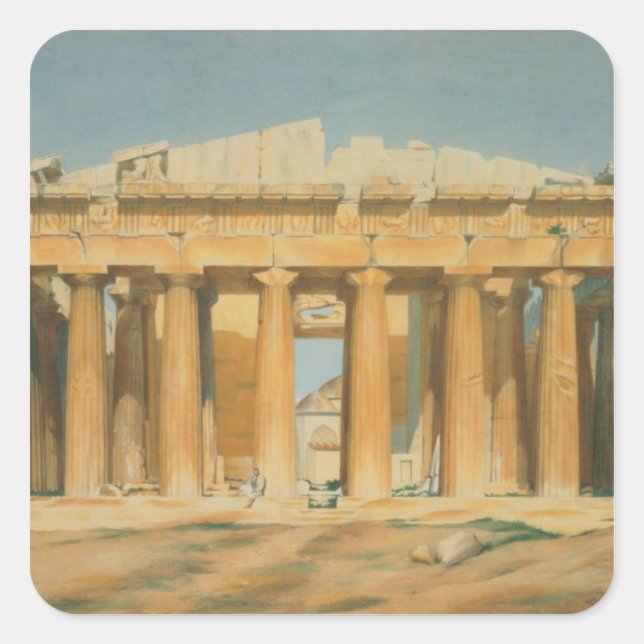 Pegatina Cuadrada El Partenón, Atenas, 1810-37 (Anverso)