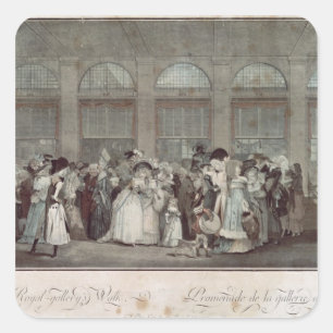 Pegatina Cuadrada El paseo de la galería del Palais Royal, 1787
