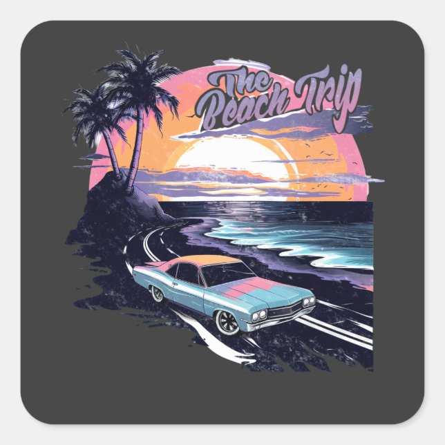 Pegatina Cuadrada El paseo marítimo (Anverso)