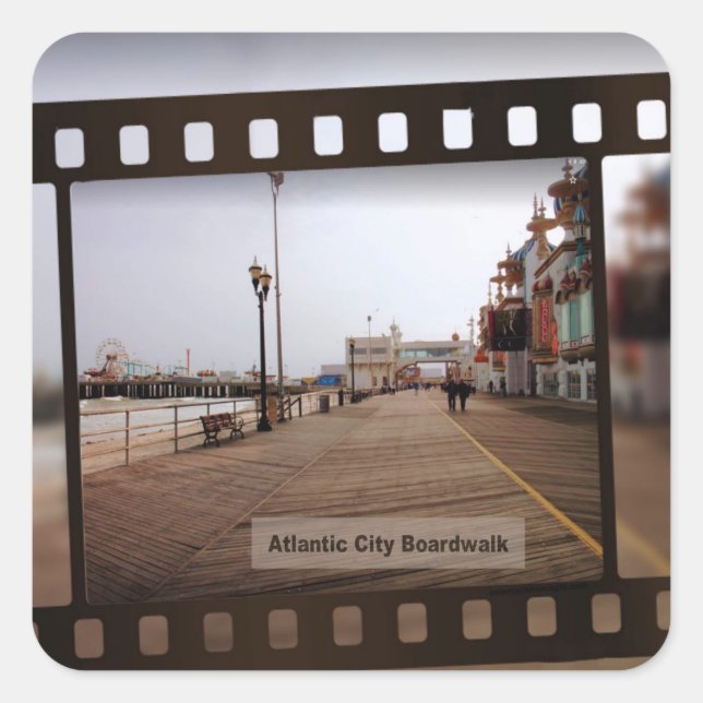 Pegatina Cuadrada El paseo marítimo de Atlantic City (Anverso)