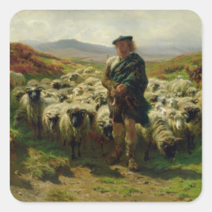 Pegatina Cuadrada El Pastor de la Highland, 1859